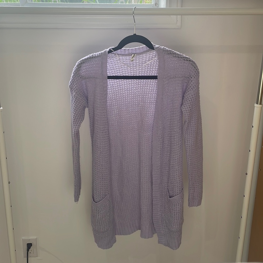 Bluenotes Loose knit lilac open cardigan